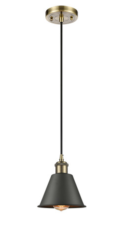 Smithfield - 1 Light - 7 inch - Antique Brass - Cord hung - Mini Pendant (516-1P-AB-M8-BK-LED)