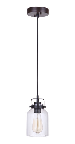 Foxwood 1 Light Mini Pendant in Flat Black/Dark Teak (53691-FBDT)