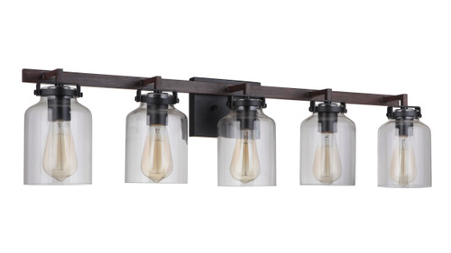 Foxwood 5 Light Vanity in Flat Black/Dark Teak (53605-FBDT)