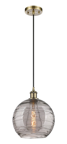 Athens Deco Swirl - 1 Light - 10 inch - Antique Brass - Cord hung - Mini Pendant (516-1P-AB-G1213-10SM)