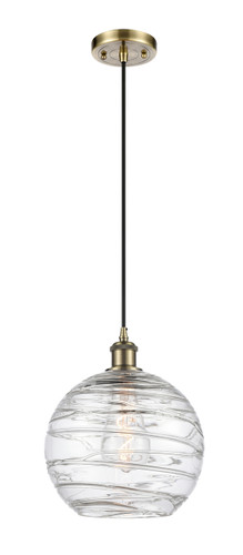 Athens Deco Swirl - 1 Light - 10 inch - Antique Brass - Cord hung - Mini Pendant (516-1P-AB-G1213-10-LED)