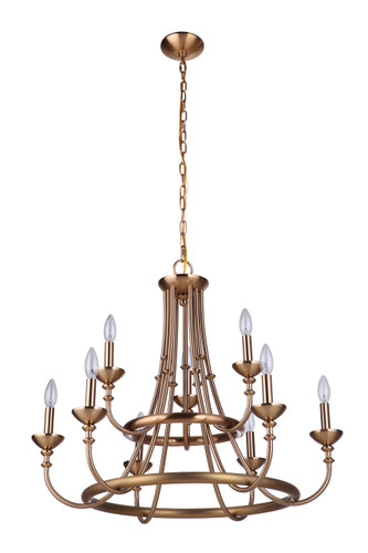 Marlowe 9 Light Chandelier in Satin Brass (53729-SB)