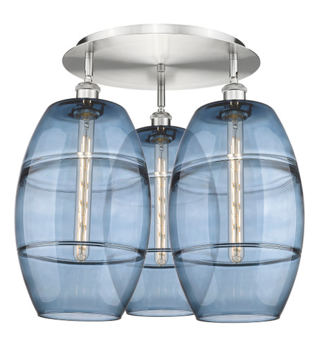 Vaz - 3 Light - 22 inch - Satin Nickel - Flush Mount (516-3C-SN-G557-10BL)