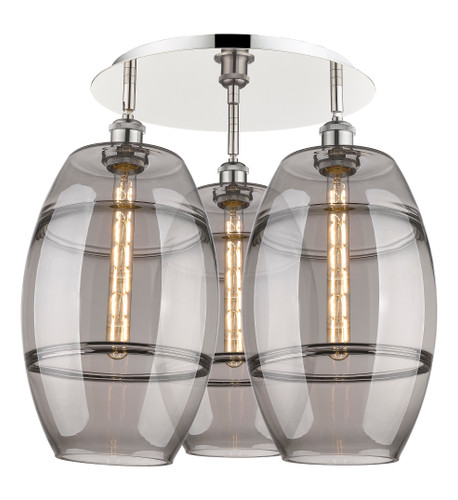 Vaz - 3 Light - 22 inch - Polished Nickel - Flush Mount (516-3C-PN-G557-10SM)
