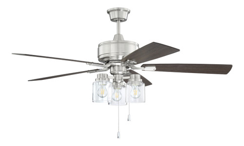 Kate 52" 5-Blade Ceiling Fan in Brushed Polished Nickel w/ Driftwood/Grey Walnut Blades; Light Kit Included (optional) (KTE52BNK5)