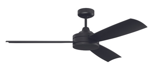 Inspo 54" 3-Blade Ceiling Fan Indoor/Outdoor (Damp) in Flat Black w/ Flat Black Blades; Not Light Kit Adaptable (INS54FB3)