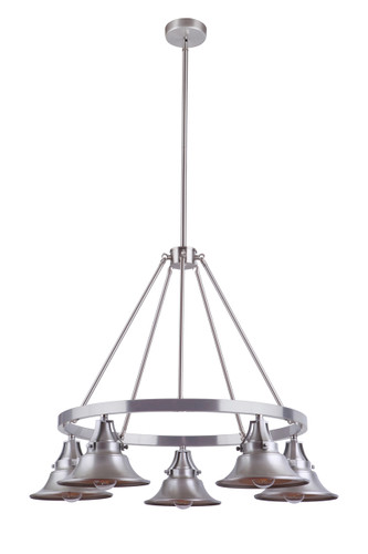 Union 5 Light Outdoor Chandelier in Satin Aluminum (54025-SA)