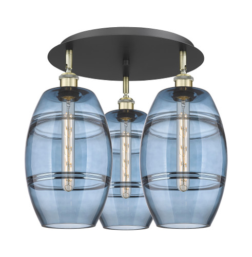 Vaz - 3 Light - 20 inch - Black Antique Brass - Flush Mount (516-3C-BAB-G557-8BL)