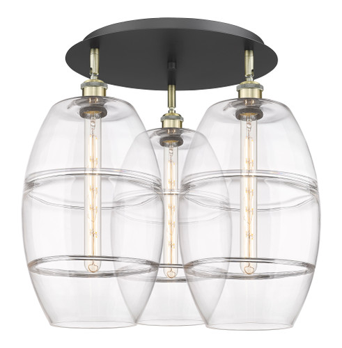 Vaz - 3 Light - 22 inch - Black Antique Brass - Flush Mount (516-3C-BAB-G557-10CL)