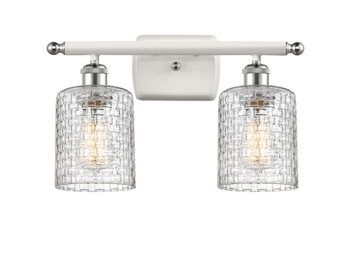 Cobbleskill - 2 Light - 15 inch - White Polished Chrome - Bath Vanity Light (516-2W-WPC-G112C-5CL)