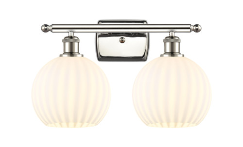 White Venetian - 2 Light - 18 inch - Polished Nickel - Bath Vanity Light (516-2W-PN-G1217-8WV)