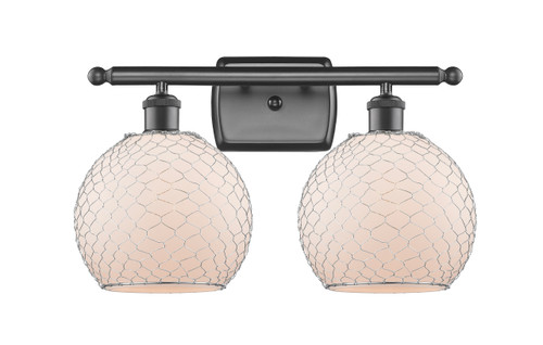 Farmhouse Chicken Wire - 2 Light - 18 inch - Oil Rubbed Bronze - Bath Vanity Light (516-2W-OB-G121-8CSN-LED)