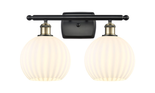 White Venetian - 2 Light - 18 inch - Black Antique Brass - Bath Vanity Light (516-2W-BAB-G1217-8WV)