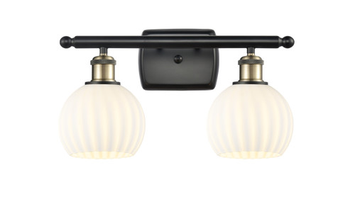 White Venetian - 2 Light - 16 inch - Black Antique Brass - Bath Vanity Light (516-2W-BAB-G1217-6WV)