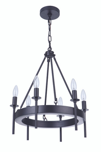 6 Light Chandelier In Flat Black (54326-FB)