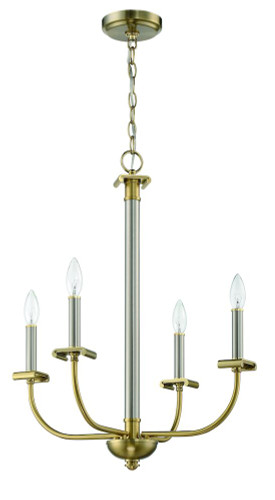 4 Light Chandelier In Brushed Polished Nickel/Satin Brass (54824-BNKSB)