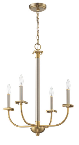 Stanza 4 Light Chandelier in Brushed Polished Nickel/Satin Brass (54824-BNKSB)