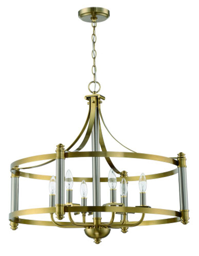 6 Light Pendant In Brushed Polished Nickel/Satin Brass (54896-BNKSB)