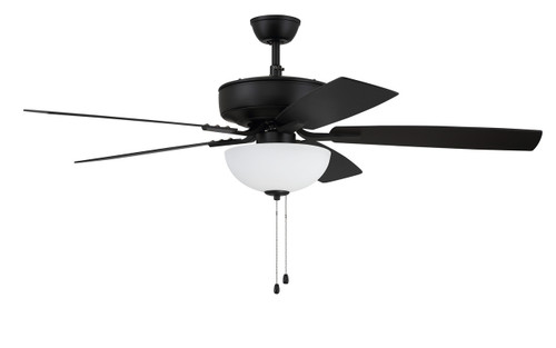 Pro Plus 211 52" 5-Blade Ceiling Fan in Flat Black w/ Flat Black/Grey Wood Blades; Light Kit Included (optional) (P211FB5-52FBGW)