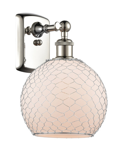 Farmhouse Chicken Wire - 1 Light - 8 inch - Polished Nickel - Sconce (516-1W-PN-G121-8CSN)