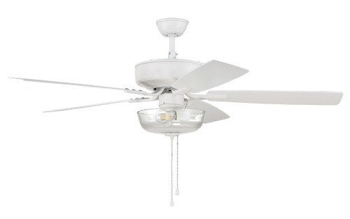 52" Pro Plus Fan in White with Blades and Clear Bowl Light Kit (P101W5-52WWOK)