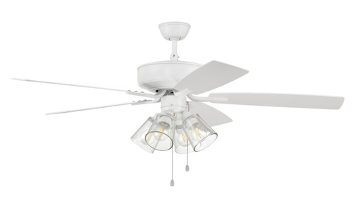 52" Pro Plus Fan in White with Blades and Clear Glass Light Kit (P104W5-52WWOK)