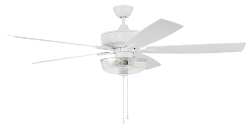Super Pro 101 60" 5-Blade Ceiling Fan in White w/ White/Washed Oak Blades; Light Kit Included (optional) (S101W5-60WWOK)