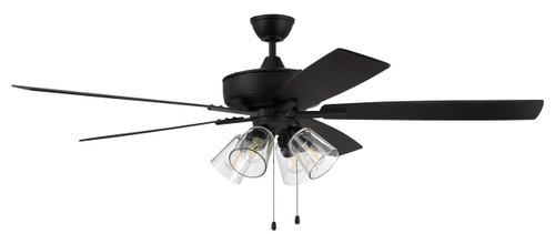 Super Pro 104 60" 5-Blade Ceiling Fan in Flat Black w/ Flat Black/Greywood Blades; Integrated Light Kit (S104FB5-60FBGW)
