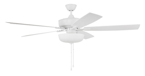 Super Pro 111 60" 5-Blade Ceiling Fan in White w/ White/Washed Oak Blades; Light Kit Included (optional) (S111W5-60WWOK)