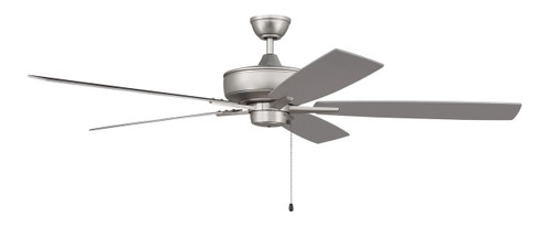 Super Pro 60" 5-Blade Ceiling Fan in Brushed Nickel w/ Brushed Nickel/Greywood Blades; Light Kit Optional (Not Included) (S60BN5-60BNGW)