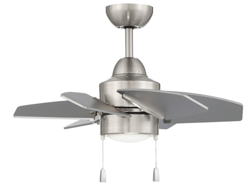 Propel II 24" 6-Blade Ceiling Fan in Brushed Polished Nickel w/ Brushed Nickel Blades; Integrated Light Kit (PPT24BNK6)