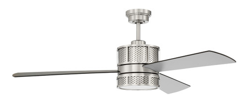 Morrison 52" 3-Blade Ceiling Fan in Brushed Polished Nickel w/ Brushed Nickel/Flat Black Blades; Integrated Light Kit (MRN52BNK3)