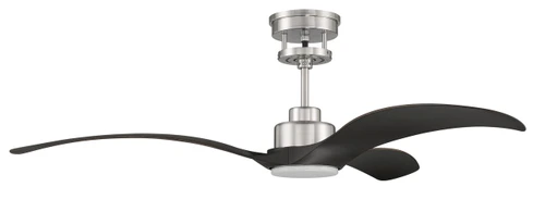 Mesmerize 60" 3-Blade Ceiling Fanin Brushed Polished Nickel w/ Black Walnut Blades; Light Kit Included (optional) (MES60BNK3)