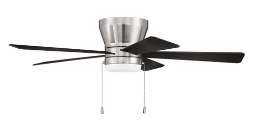 Merit 52" 5-Blade Ceiling Fan in Brushed Polished Nickel w/ Black Walnut/Grey Walnut Blades; Integrated Light Kit (MER52BNK5)