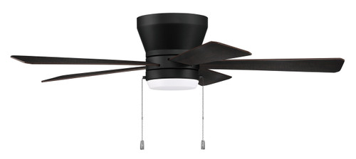Merit 52" 5-Blade Ceiling Fan in Flat Black w/ Flat Black/Greywood Blades; Integrated Light Kit (MER52FB5)