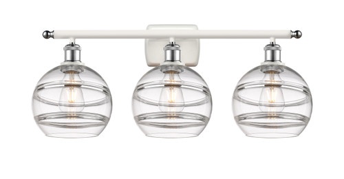 Rochester - 3 Light - 28 inch - White Polished Chrome - Bath Vanity Light (516-3W-WPC-G556-8CL)