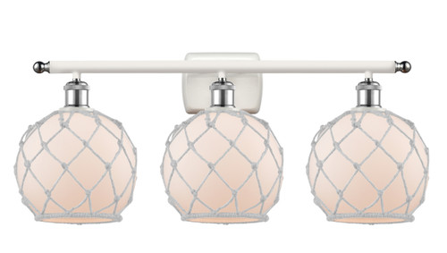 Farmhouse Rope - 3 Light - 28 inch - White Polished Chrome - Bath Vanity Light (516-3W-WPC-G121-8RW-LED)