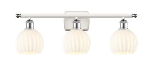 White Venetian - 3 Light - 26 inch - White Polished Chrome - Bath Vanity Light (516-3W-WPC-G1217-6WV)
