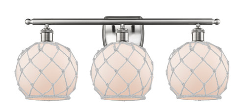 Farmhouse Rope - 3 Light - 28 inch - Brushed Satin Nickel - Bath Vanity Light (516-3W-SN-G121-8RW-LED)