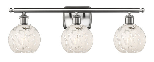 White Mouchette - 3 Light - 26 inch - Brushed Satin Nickel - Bath Vanity Light (516-3W-SN-G1216-6WM)