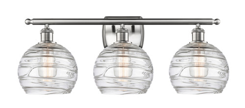 Athens Deco Swirl - 3 Light - 28 inch - Brushed Satin Nickel - Bath Vanity Light (516-3W-SN-G1213-8-LED)