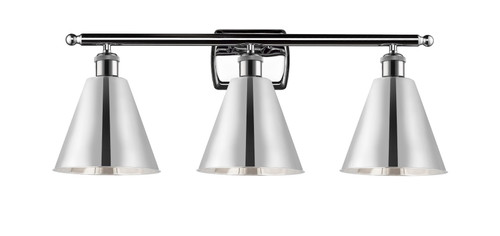 Berkshire - 3 Light - 28 inch - Polished Chrome - Bath Vanity Light (516-3W-PC-MBC-8-PC)