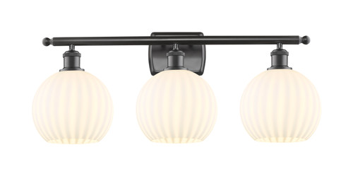 White Venetian - 3 Light - 28 inch - Oil Rubbed Bronze - Bath Vanity Light (516-3W-OB-G1217-8WV)