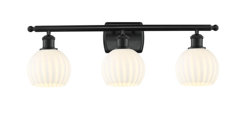 White Venetian - 3 Light - 26 inch - Matte Black - Bath Vanity Light (516-3W-BK-G1217-6WV)