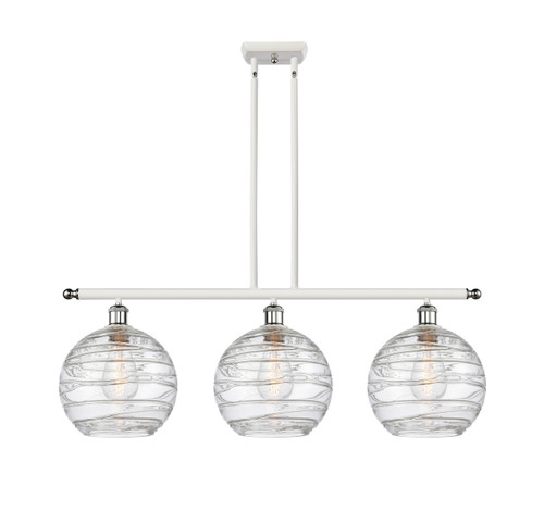 Athens Deco Swirl - 3 Light - 37 inch - White Polished Chrome - Cord hung - Island Light (516-3I-WPC-G1213-10-LED)
