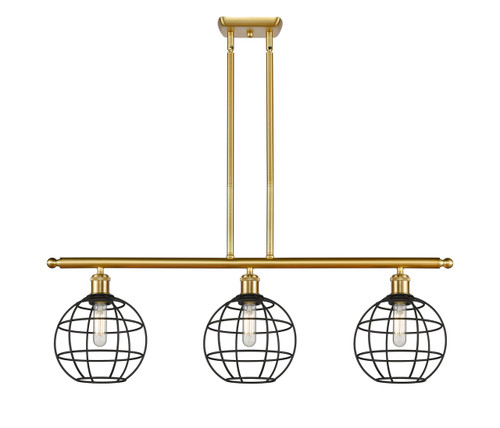 Lake Placid - 3 Light - 36 inch - Satin Gold - Stem Hung - Island Light (516-3I-SG-CE-8-BK)