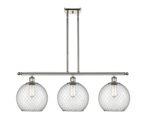Farmhouse Chicken Wire - 3 Light - 37 inch - Polished Nickel - Cord hung - Island Light (516-3I-PN-G122-10CSN)