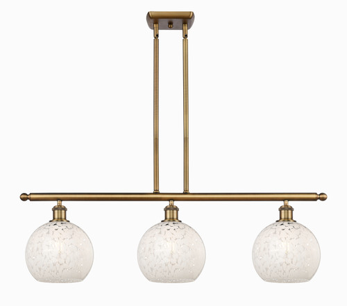 White Mouchette - 3 Light - 36 inch - Brushed Brass - Stem Hung - Island Light (516-3I-BB-G1216-8WM)