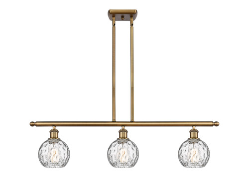 Athens Water Glass - 3 Light - 36 inch - Brushed Brass - Cord hung - Island Light (516-3I-BB-G1215-6)
