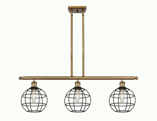Lake Placid - 3 Light - 36 inch - Brushed Brass - Stem Hung - Island Light (516-3I-BB-CE-8-BK)
